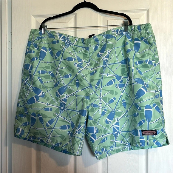Vineyard Vines men’s green and blue lined swim trunks shorts size 2XL - Picture 1 of 10